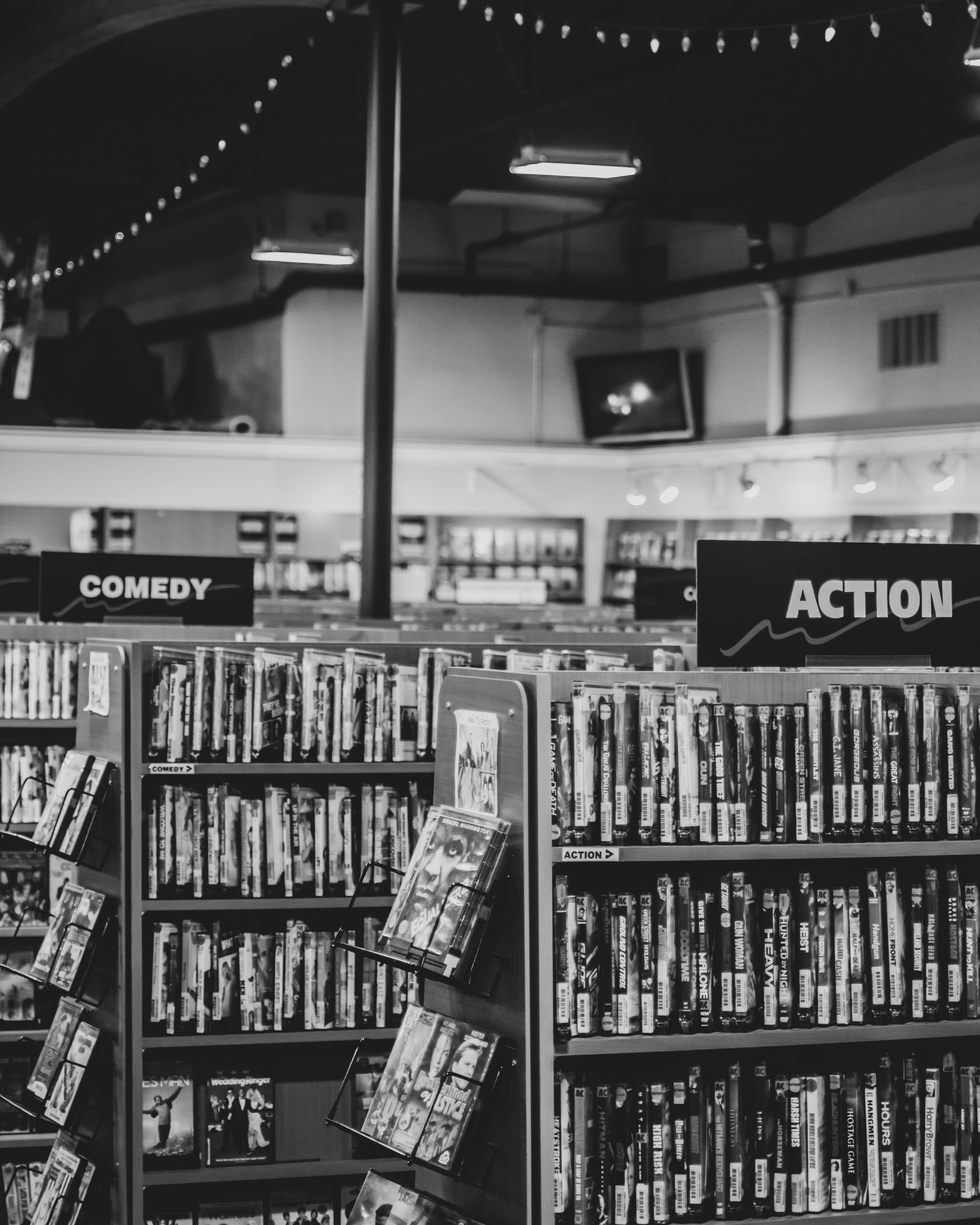 shelves filled with movies representing The Stacks
